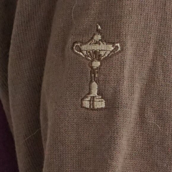 Cutter & Buck Brown Argyle Embroidered Us Open Trophy Quarter Zip Sweater Large - Picture 5 of 9